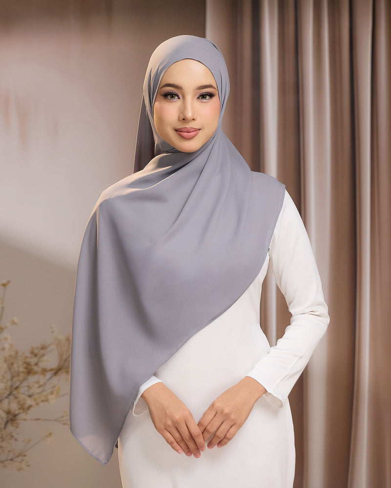 LUNA SHAWL GREY FLOWY TUDUNG – SONGKET DUNIA - Main Image