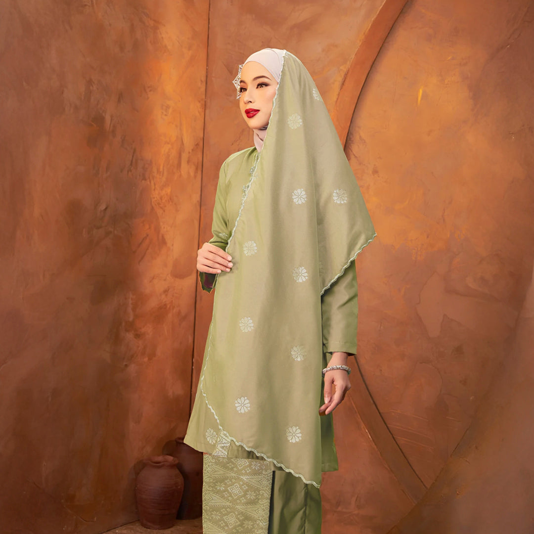 AS-IS | SELENDANG SONGKET - SAGE GREEN SILVER (SURI)