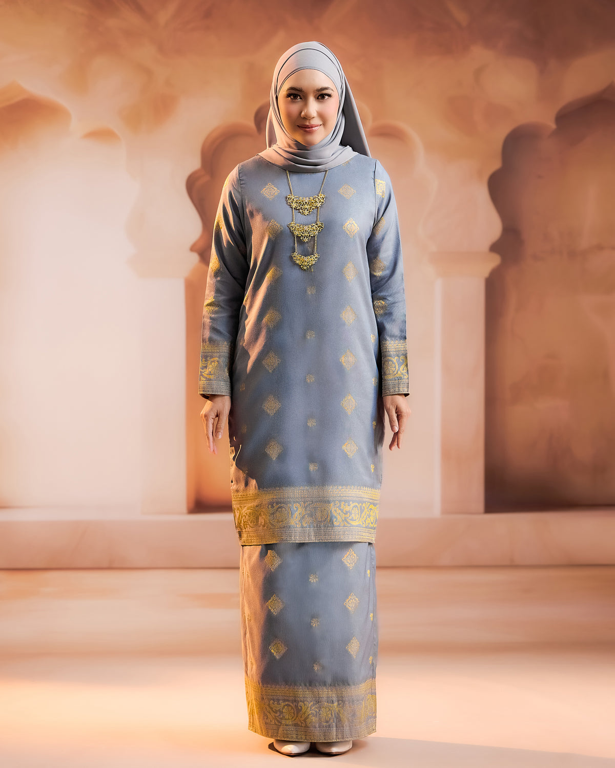 KURUNG PURNAMA (MODEN) RTW | ASH GREY GOLD