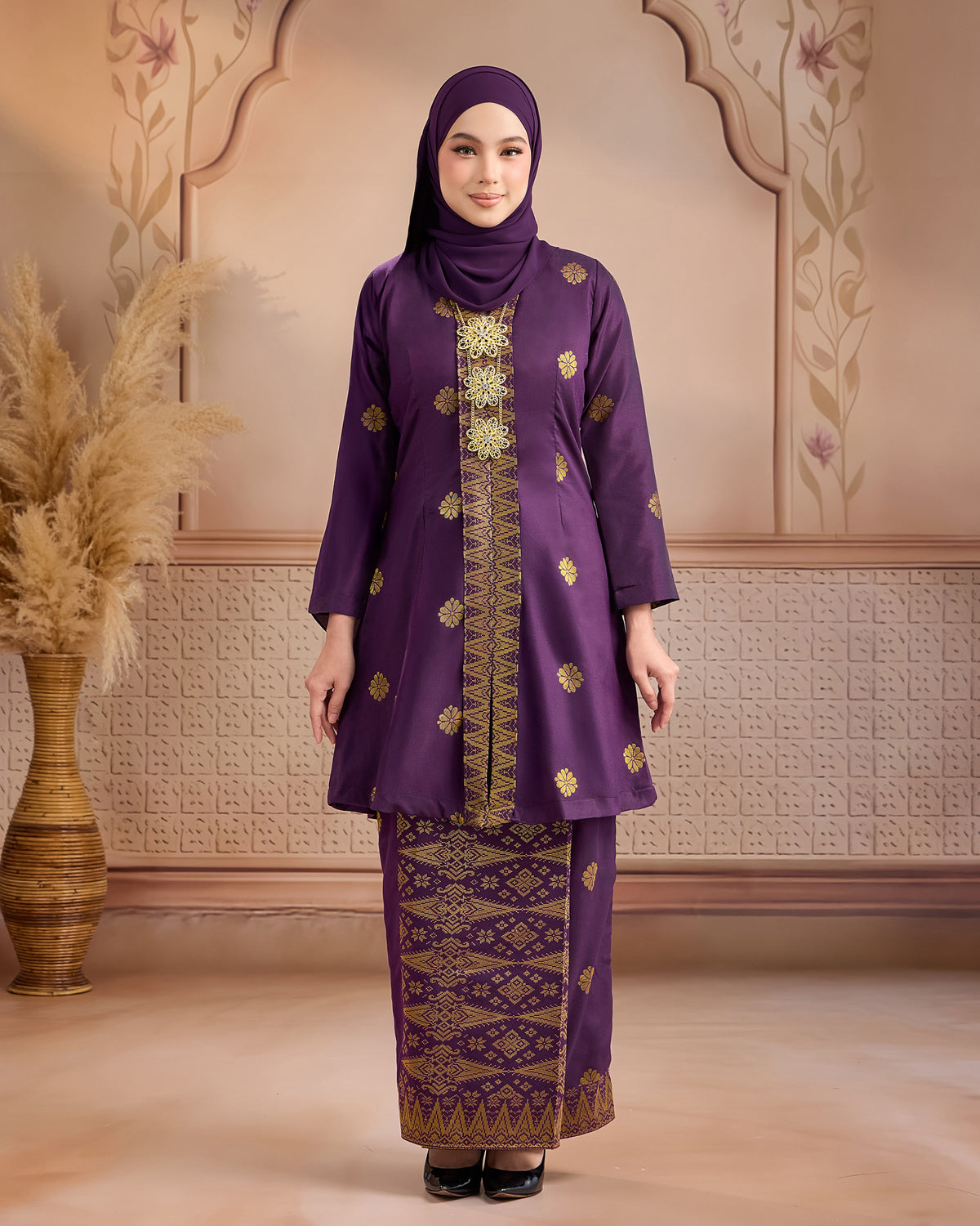 KURUNG ANGGUN (KEBAYA) | PURPLE MANGGIS - GOLD
