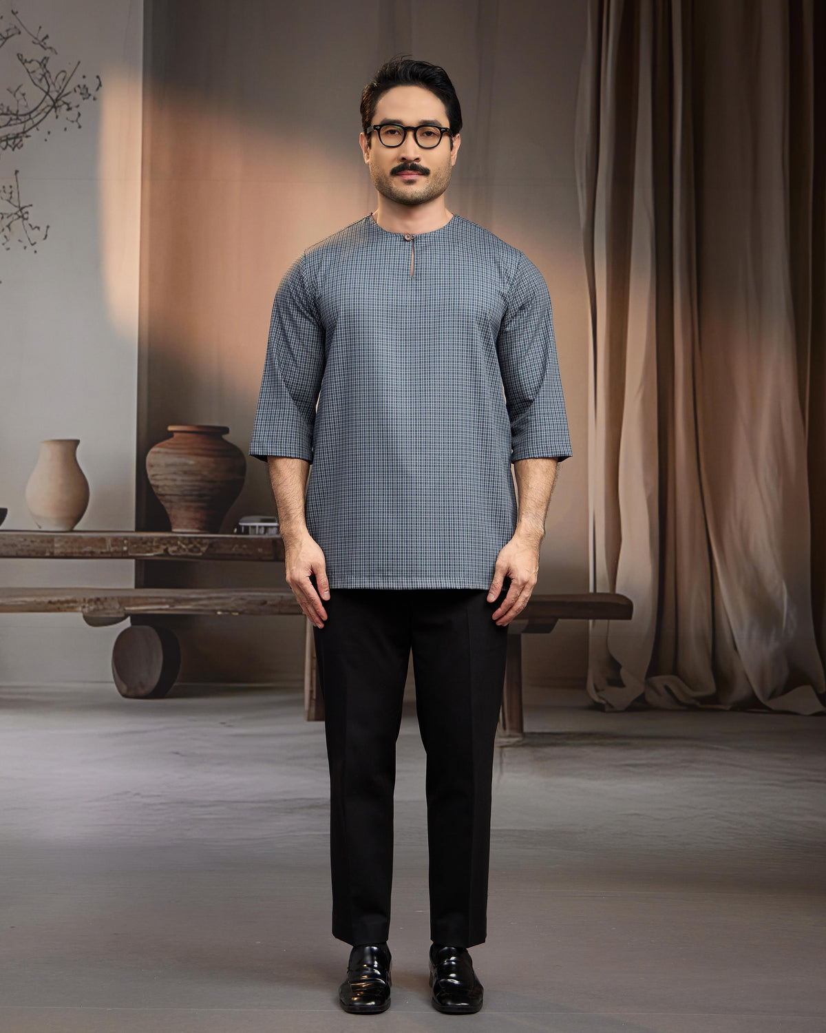 KURTA BAHARI (Checked) - TEAL