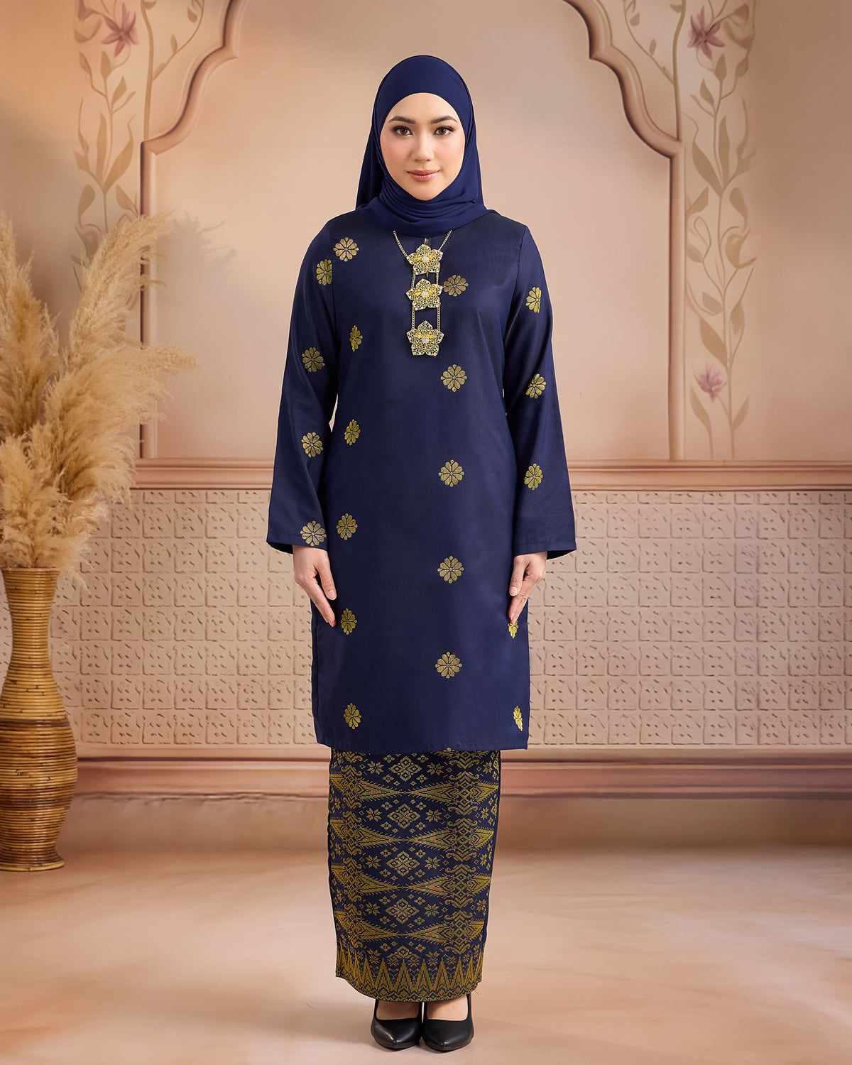 KURUNG LAYLA (MODEN) | NAVY BLUE - GOLD