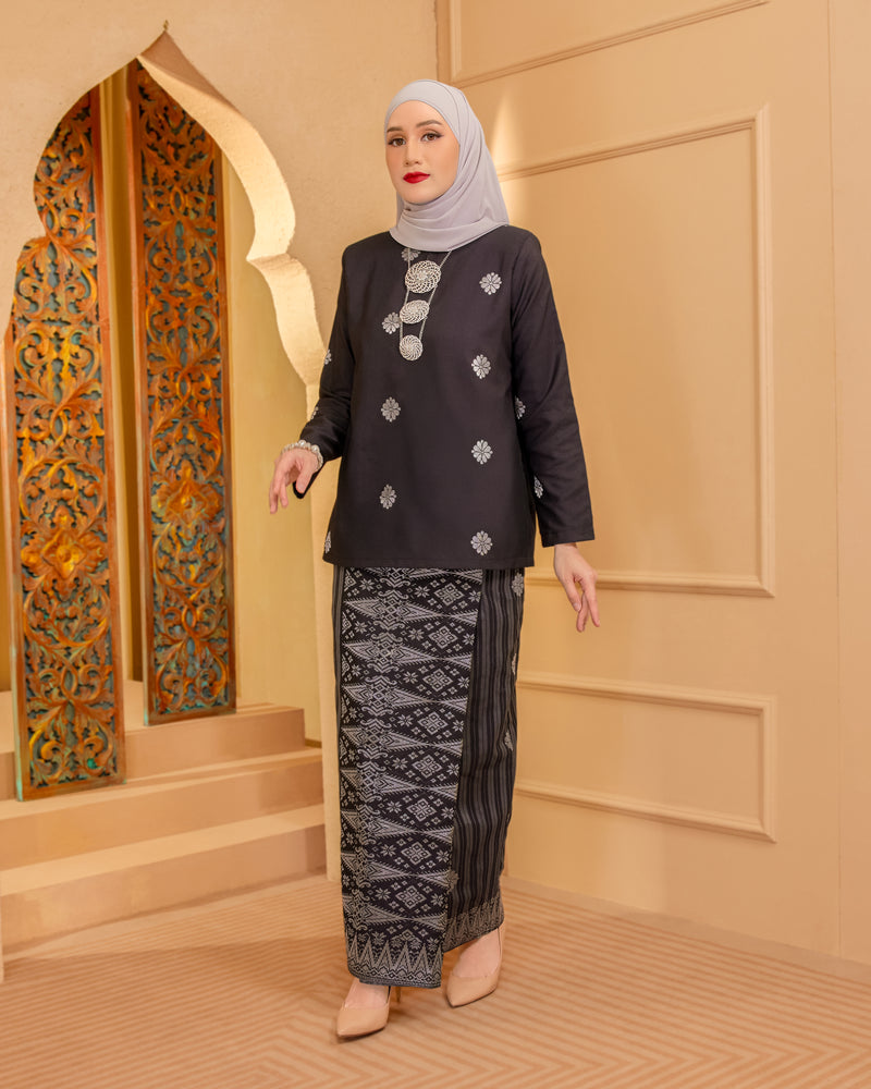 KURUNG MAHSURI (KEDAH) - Songket Jalur | Black-Grey