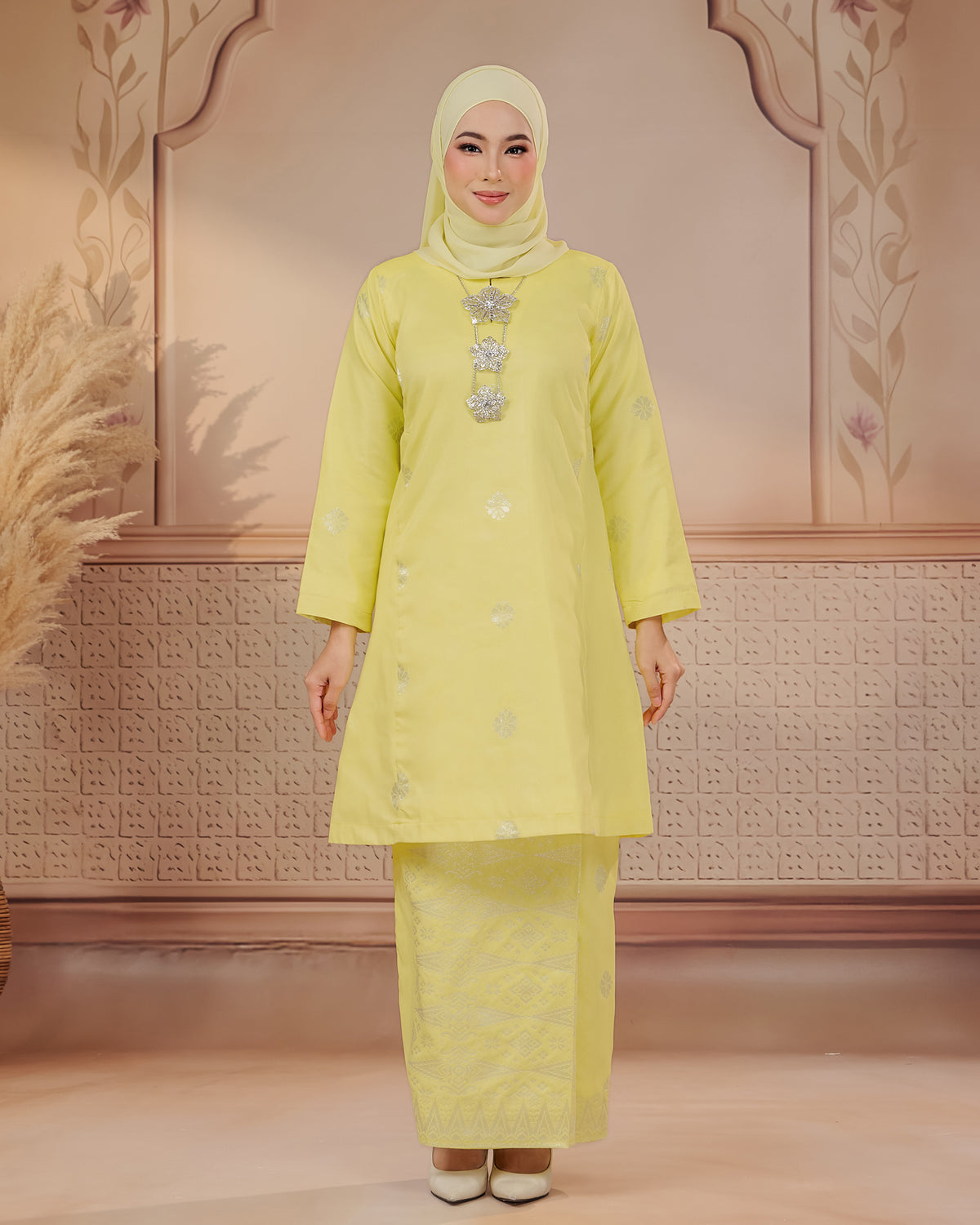 KURUNG SURAYA(PESAK GANTUNG) | SOFT YELLOW - SILVER