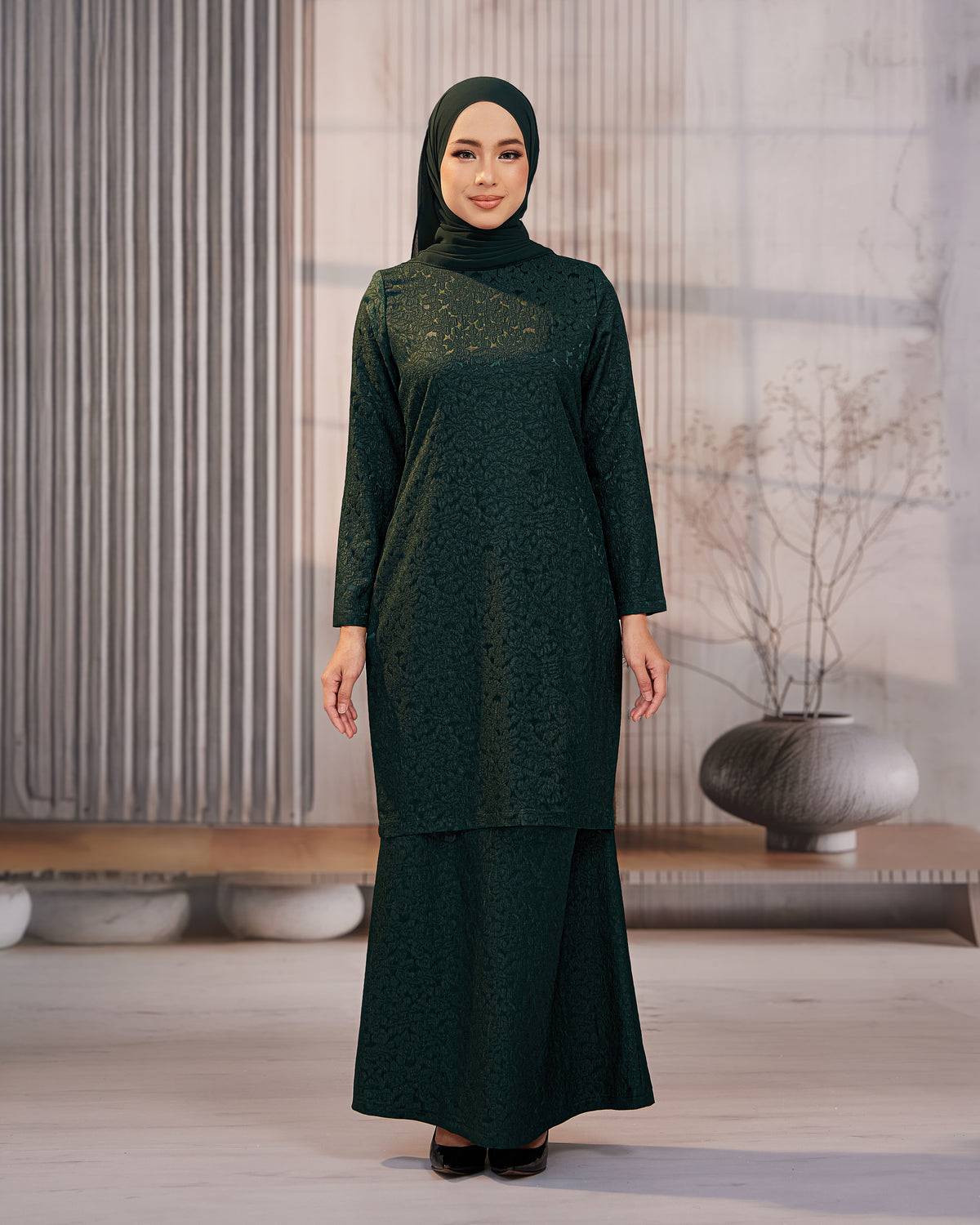 KURUNG ORKED (Moden) - Emerald Green | Soft Premium Brocade
