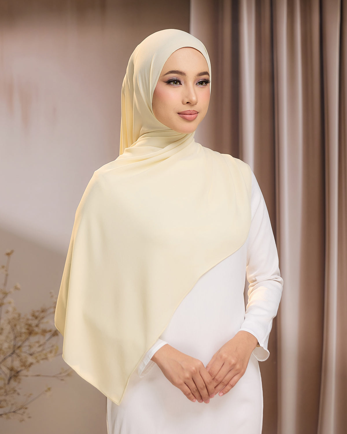 LUNA SHAWL - CREAM | FLOWY TUDUNG
