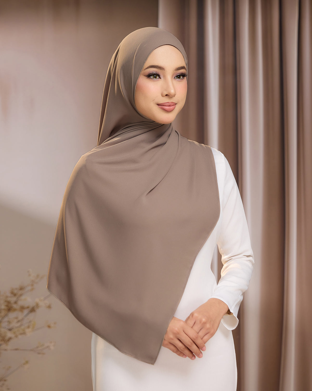 LUNA SHAWL - ASH BROWN | FLOWY TUDUNG