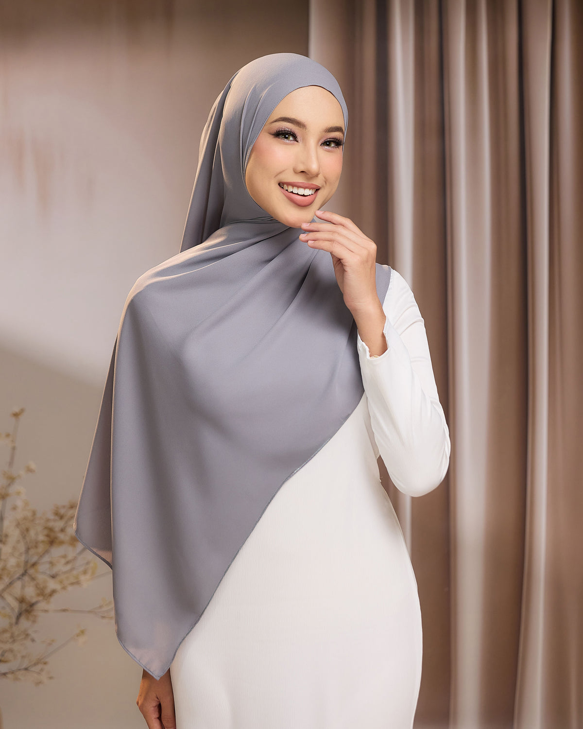LUNA SHAWL - GREY | FLOWY TUDUNG