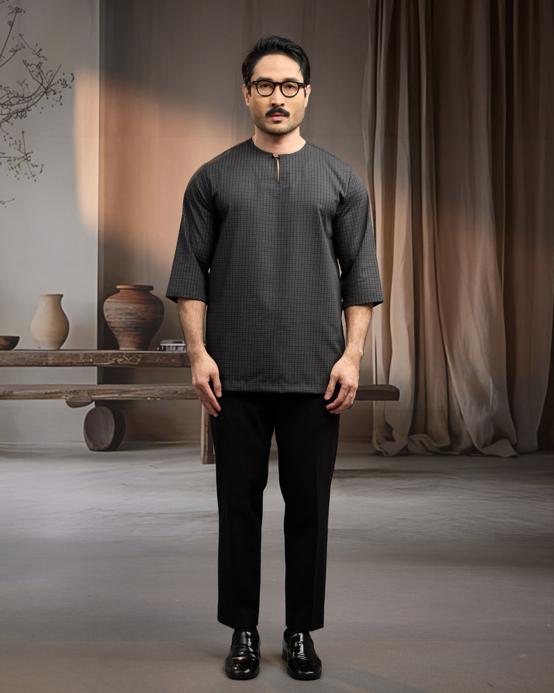 KURTA BAHARI (Checked) - BLACK