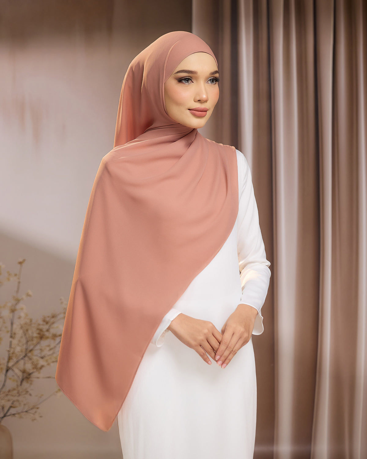LUNA SHAWL - SALMON | FLOWY TUDUNG