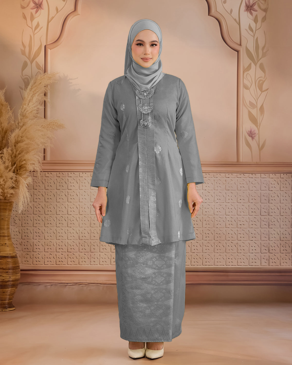KURUNG ANGGUN (KEBAYA) | GREY - SILVER