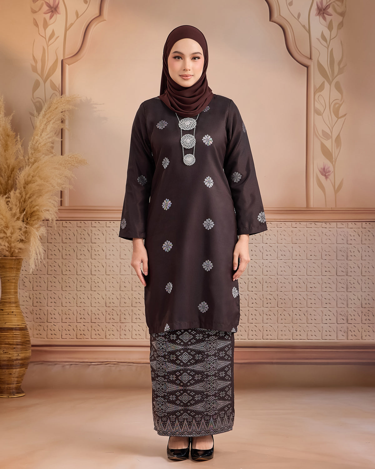 KURUNG LAYLA (MODEN) | RICH BROWN - SILVER