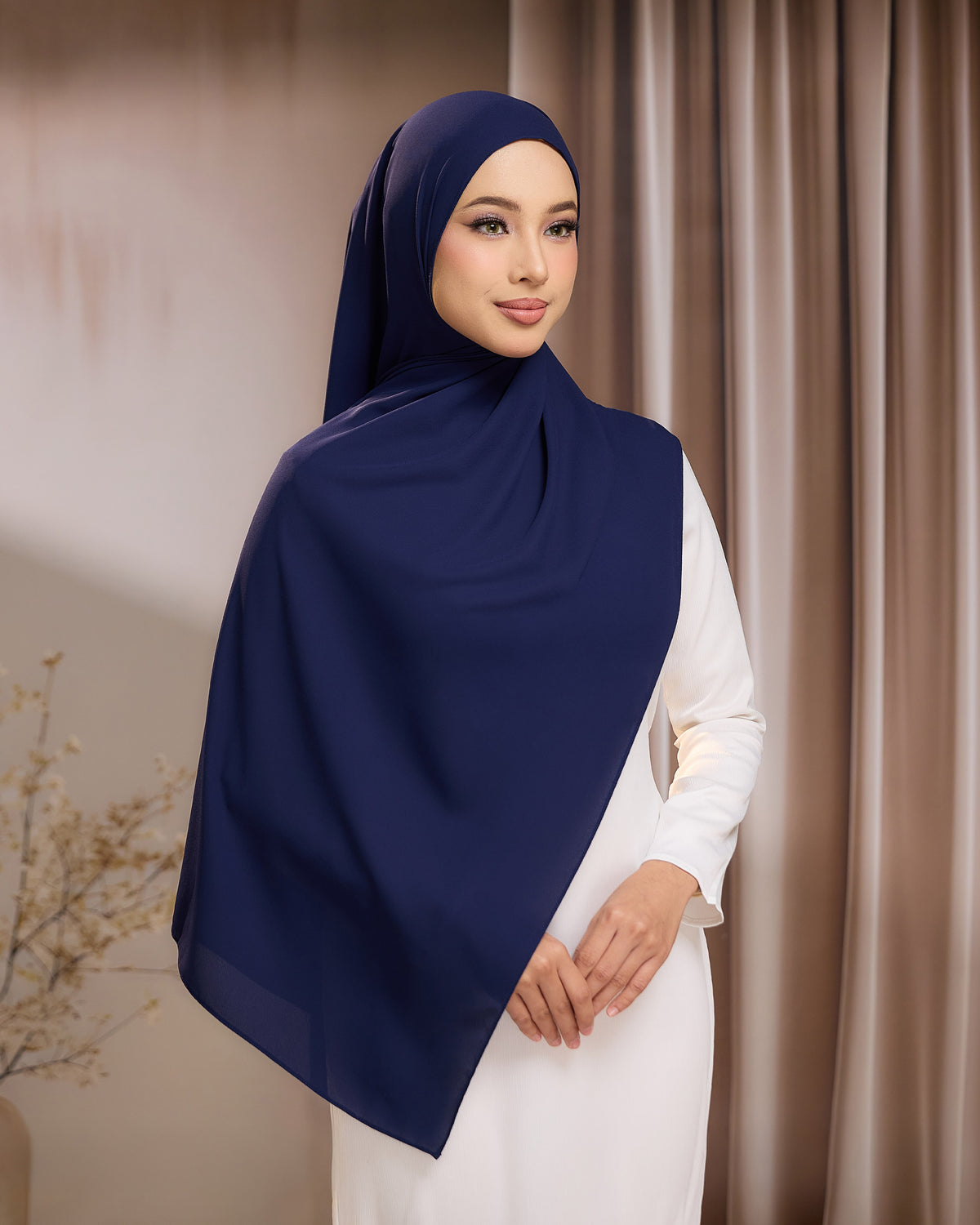 LUNA SHAWL - NAVY BLUE | FLOWY TUDUNG