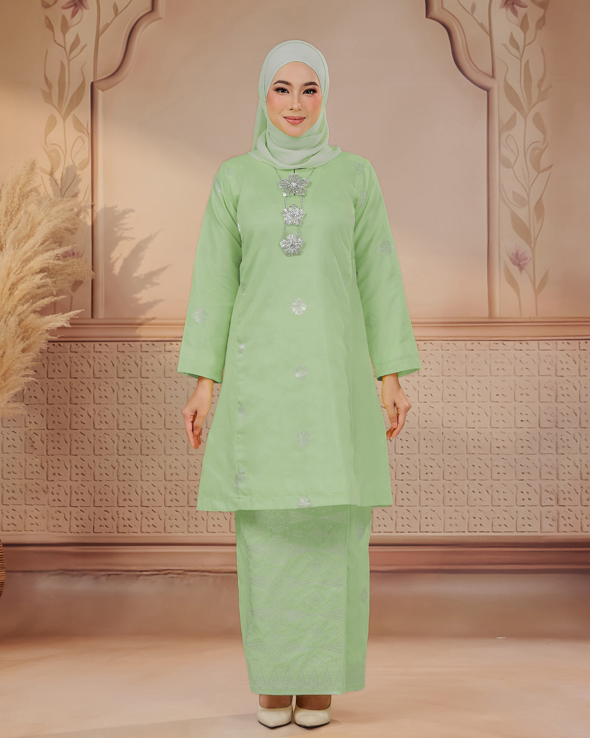 KURUNG SURAYA (PESAK GANTUNG) | MINT GREEN - SILVER