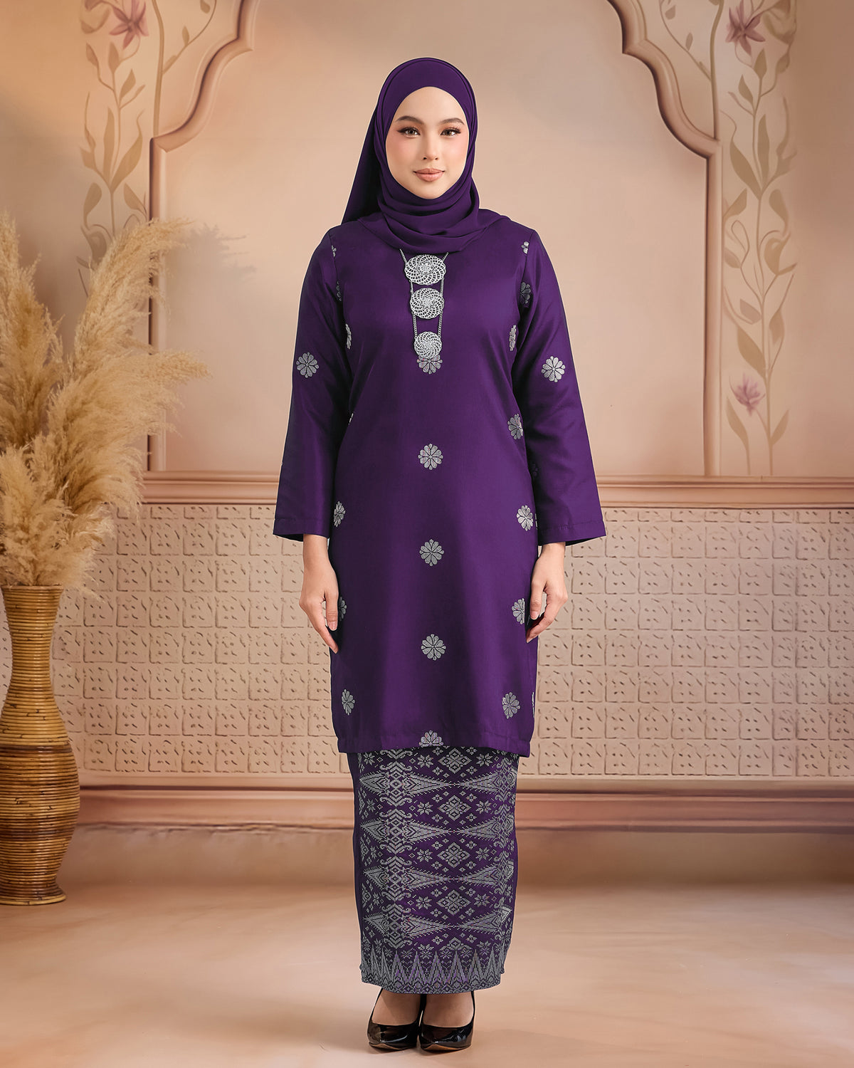 KURUNG LAYLA (MODEN) | PURPLE - SILVER