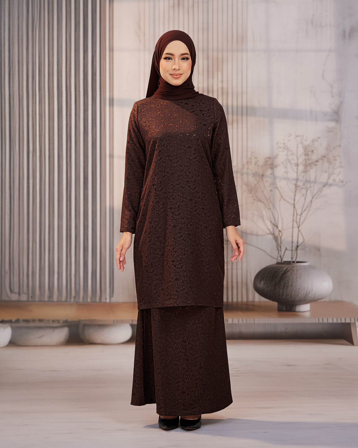 KURUNG ORKED (Moden) - Rich Brown | Soft Premium Brocade