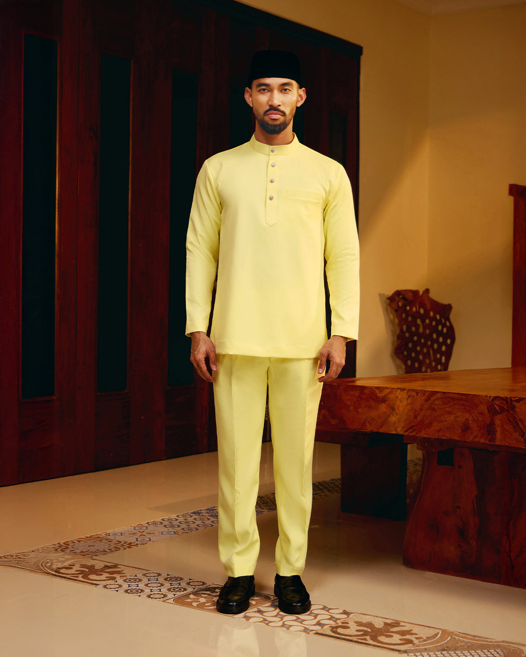 BAJU MELAYU MEGAT (CEKAK MUSANG) - SOFT YELLOW (Baju Melayu ONLY)