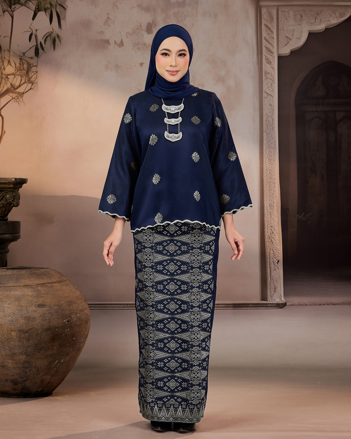 KURUNG RATNA (KEDAH SULAM) | NAVY BLUE - SILVER