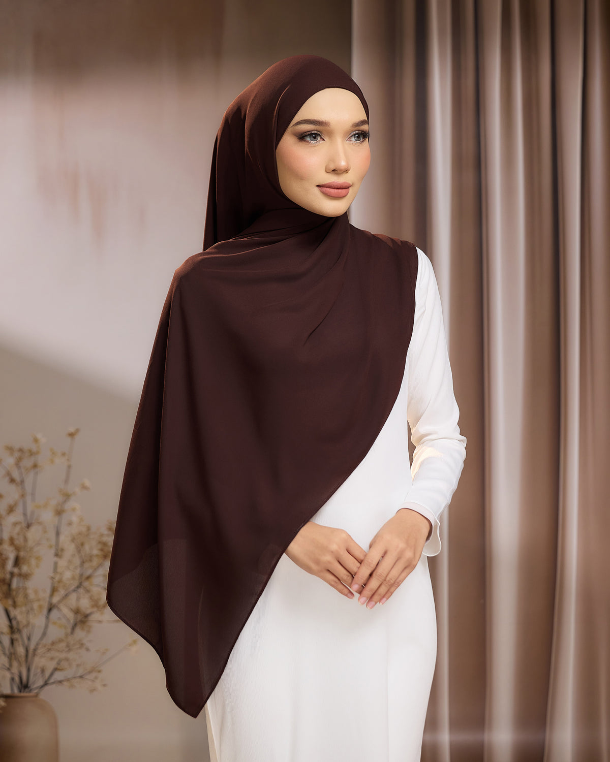 LUNA SHAWL - RICH BROWN | FLOWY TUDUNG