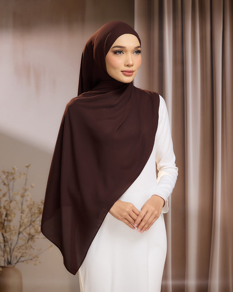 LUNA SHAWL - RICH BROWN | FLOWY TUDUNG