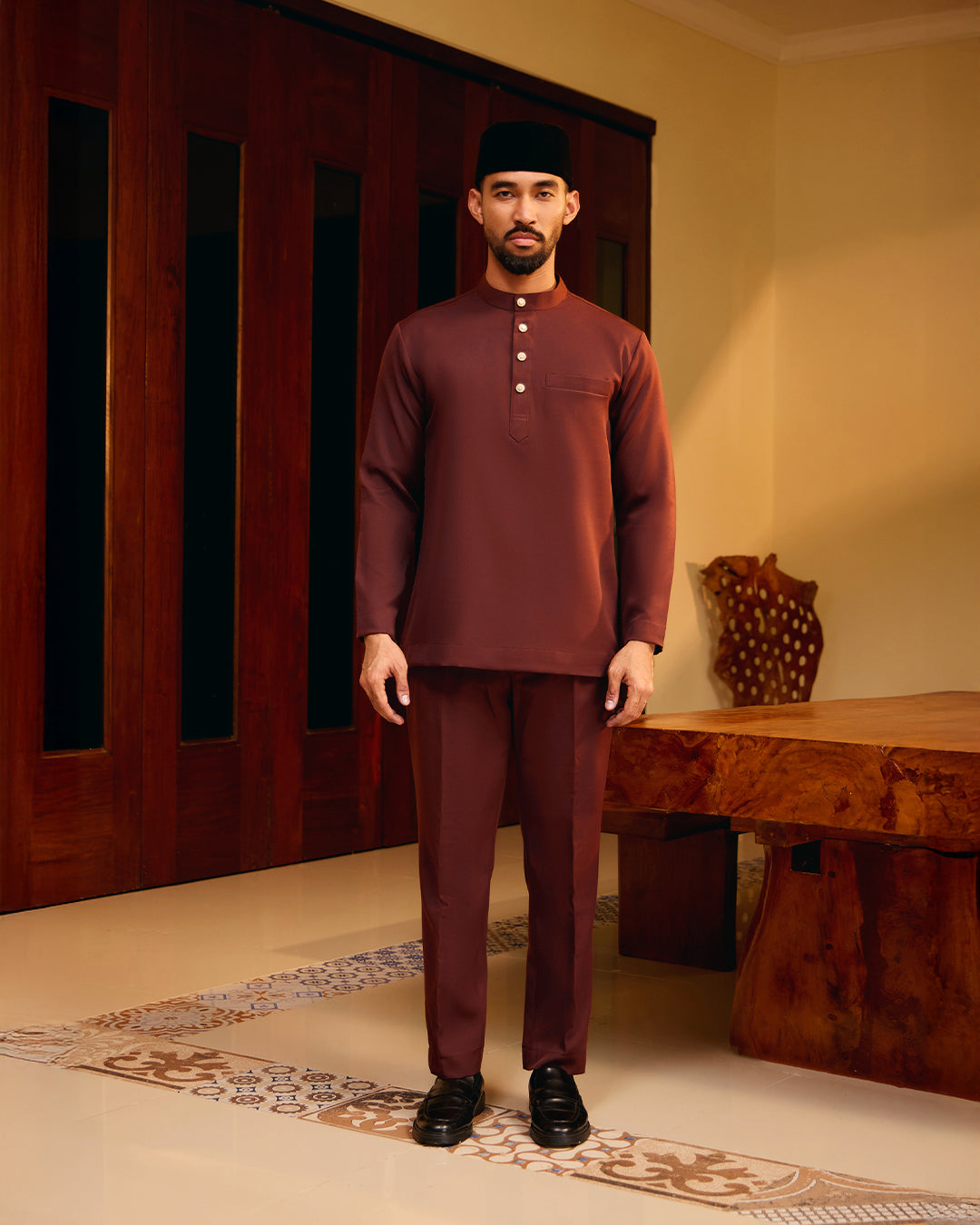 BAJU MELAYU MEGAT (CEKAK MUSANG) - RICH BROWN (Baju Melayu ONLY)