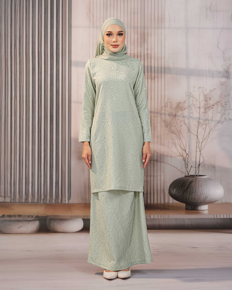 KURUNG ORKED (Moden) - Mint Green | Soft Premium Brocade