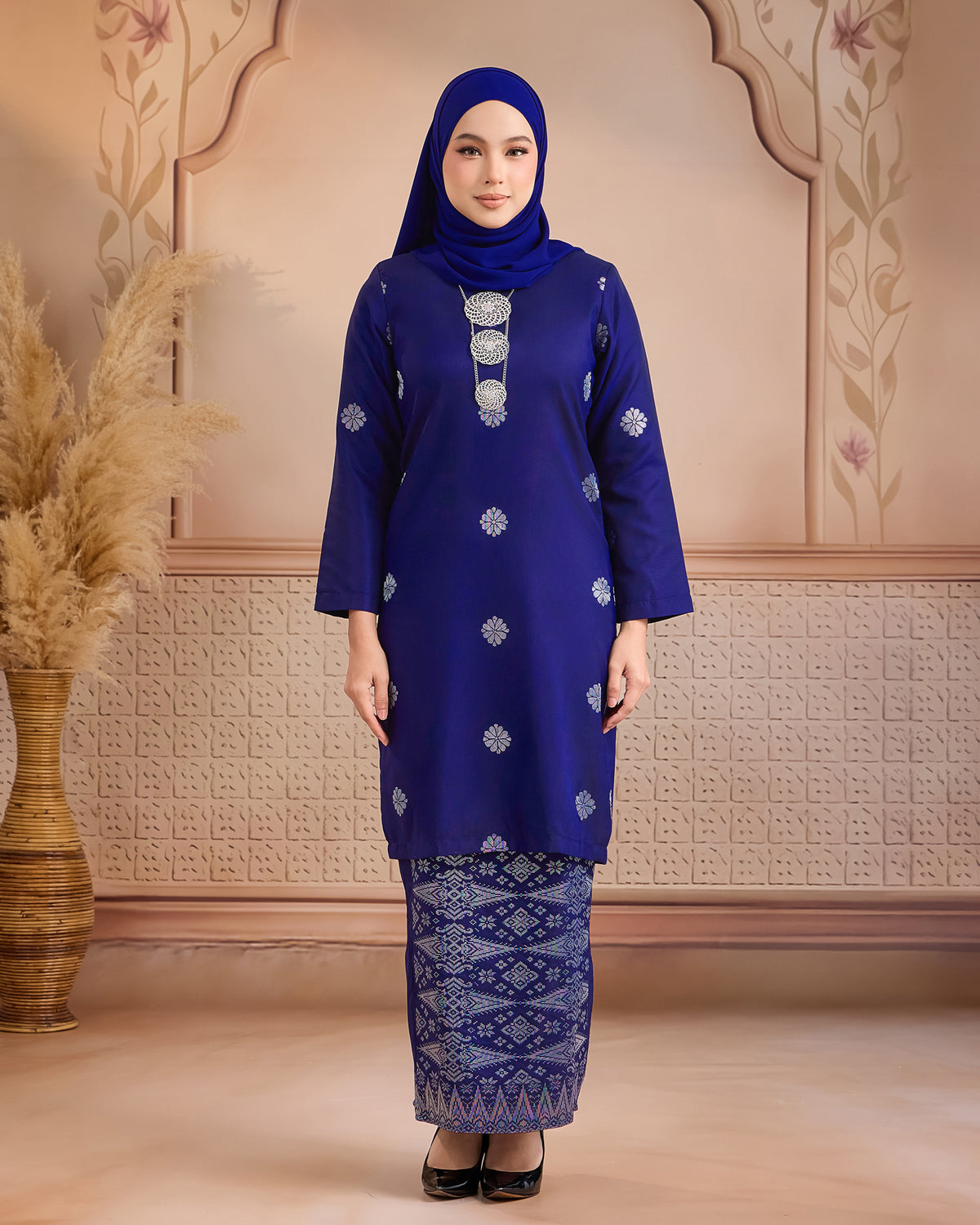 KURUNG LAYLA (MODEN) | ROYAL BLUE - SILVER