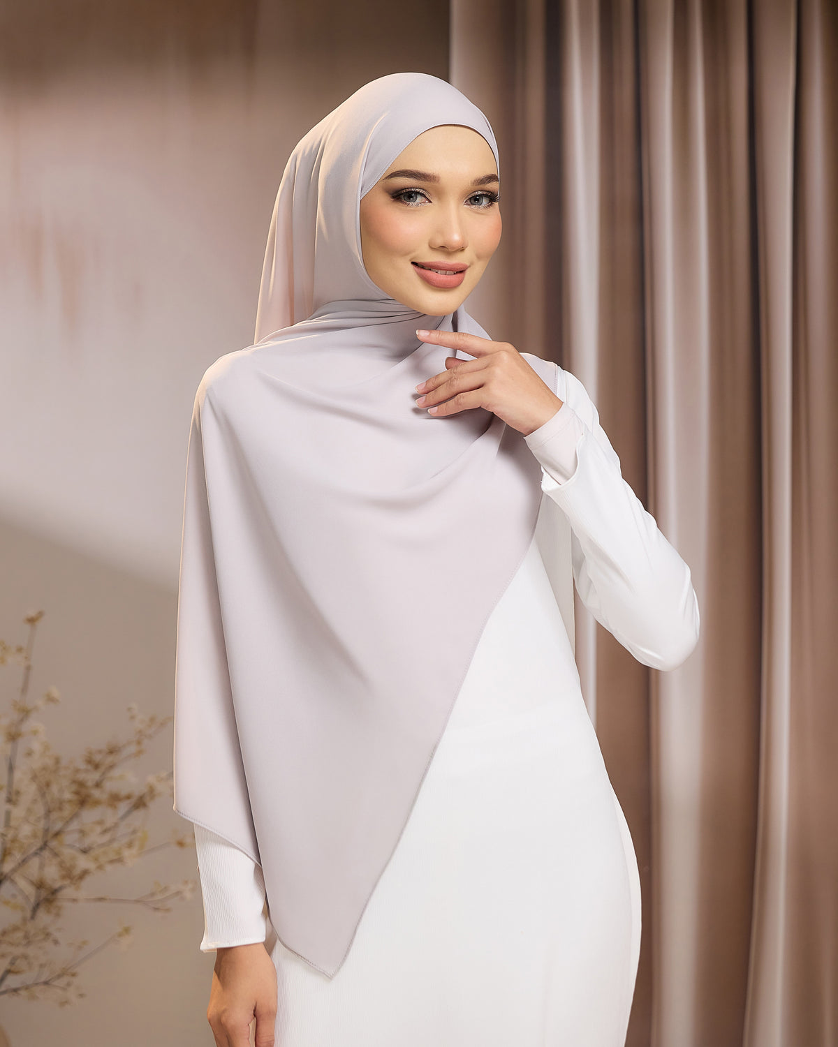 LUNA SHAWL - SILVER | FLOWY TUDUNG