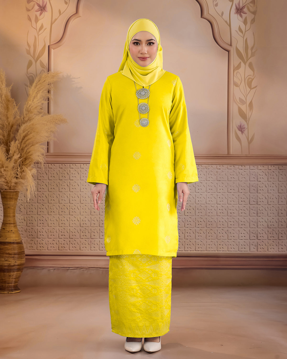 KURUNG LAYLA (MODEN) | ROYAL YELLOW - SILVER