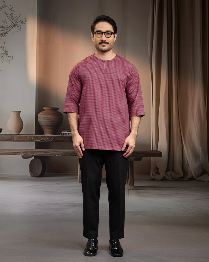 KURTA BAHARI (Checked) - MAROON