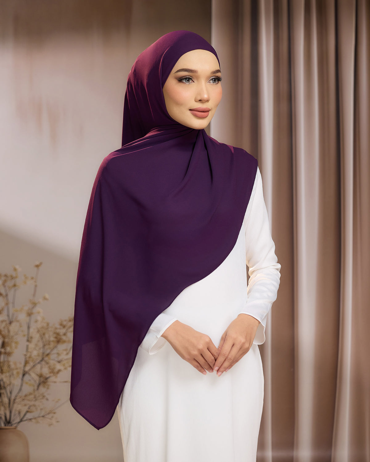LUNA SHAWL - DARK PURPLE | FLOWY TUDUNG