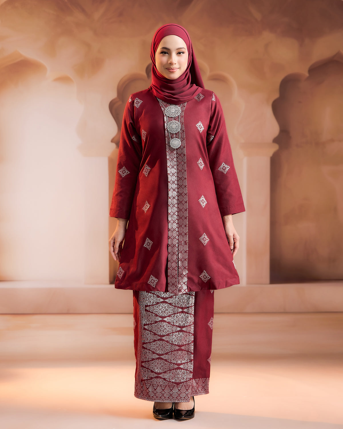 KURUNG NILAMSARI (KEBAYA) RTW | MAROON SILVER