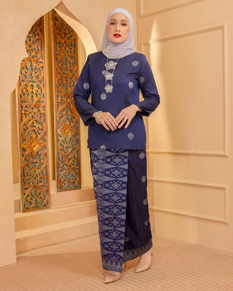 KURUNG MAHSURI (KEDAH) - Songket Jalur | Navy Blue-Black