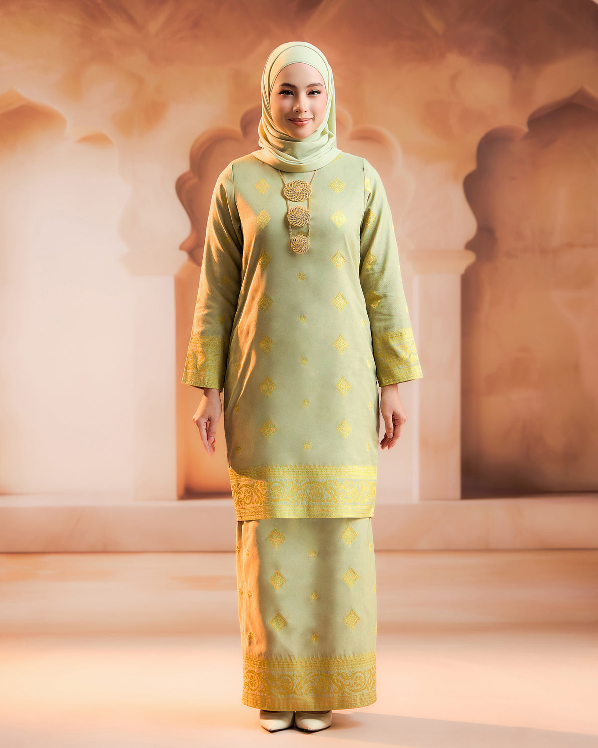 KURUNG PURNAMA (MODEN) RTW | SAGE GREEN GOLD