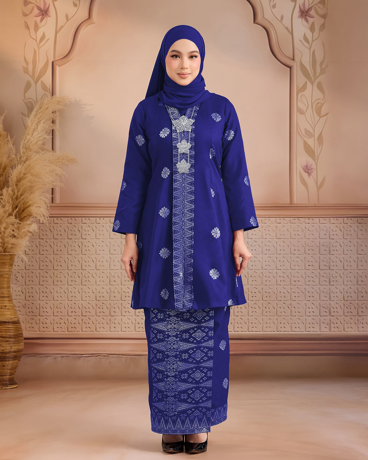KURUNG ANGGUN (KEBAYA) | ROYAL BLUE - SILVER