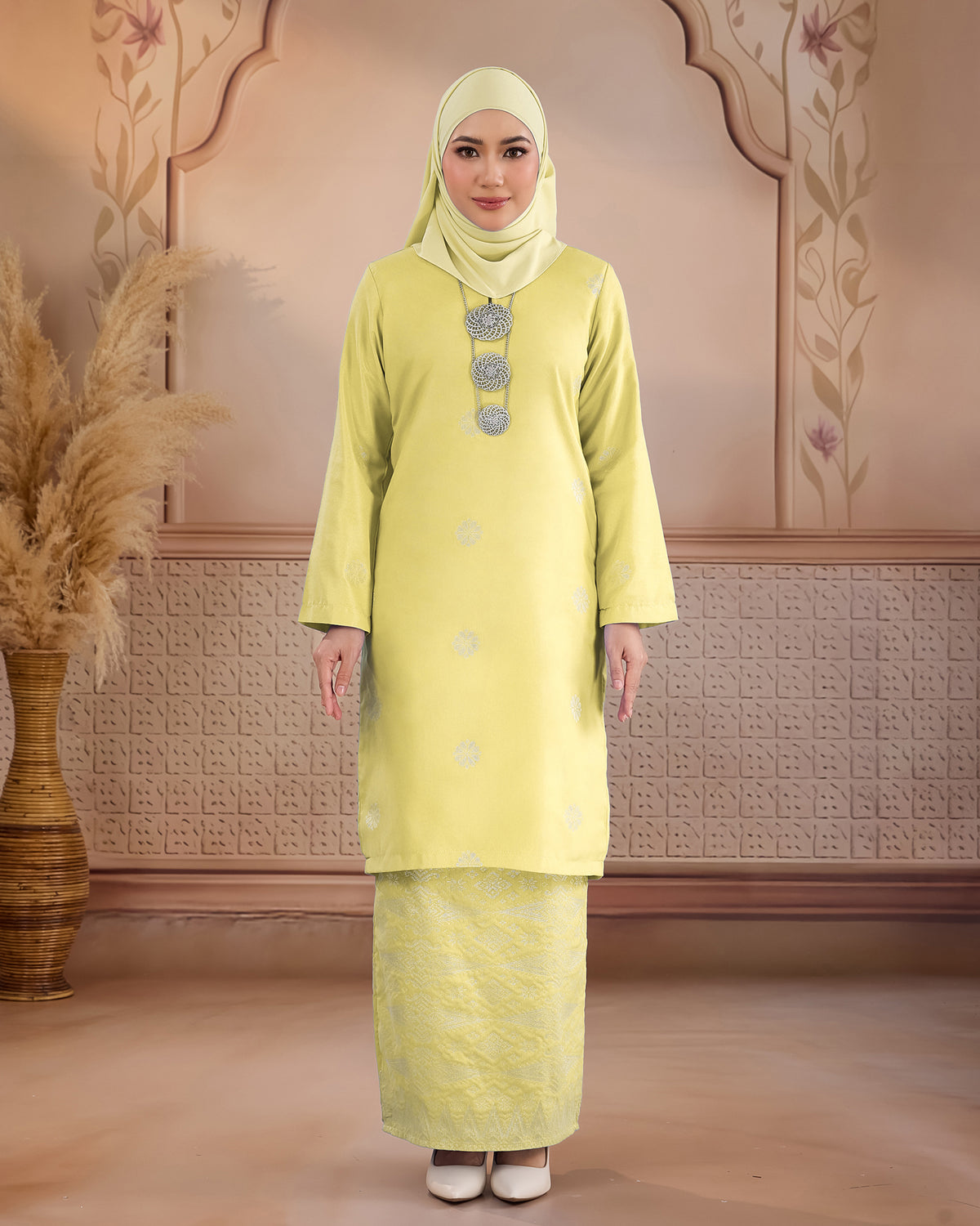 KURUNG LAYLA (MODEN) | SOFT YELLOW - SILVER