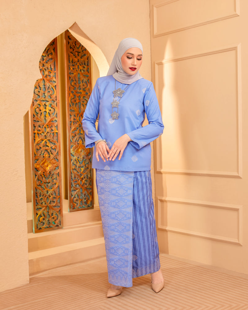 KURUNG MAHSURI (KEDAH) - Songket Jalur | Baby Blue-Navy Blue