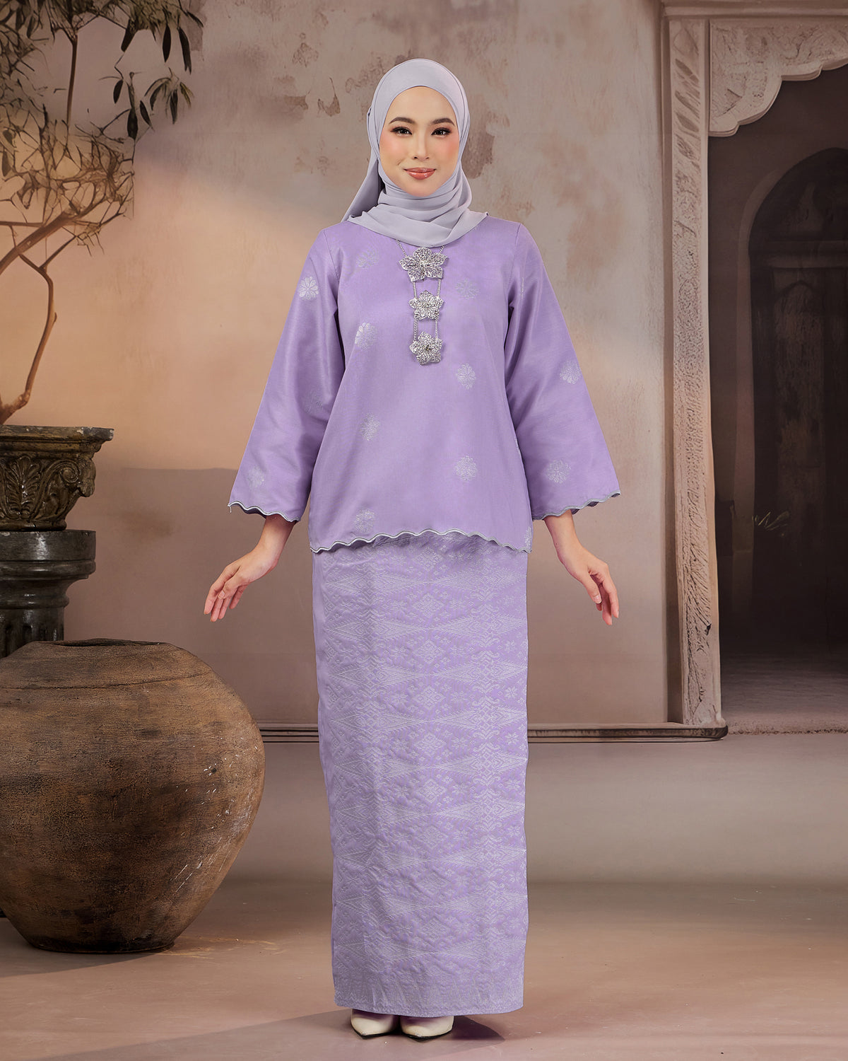KURUNG RATNA (KEDAH SULAM) | DUSTY PURPLE - SILVER