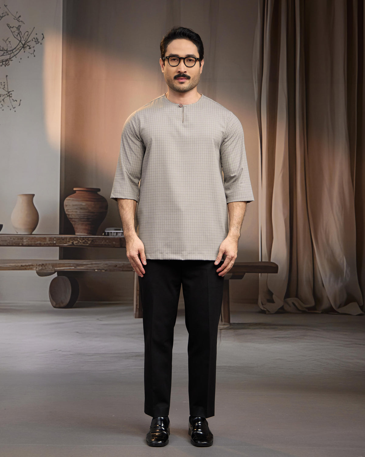 KURTA BAHARI (Checked) - GREY