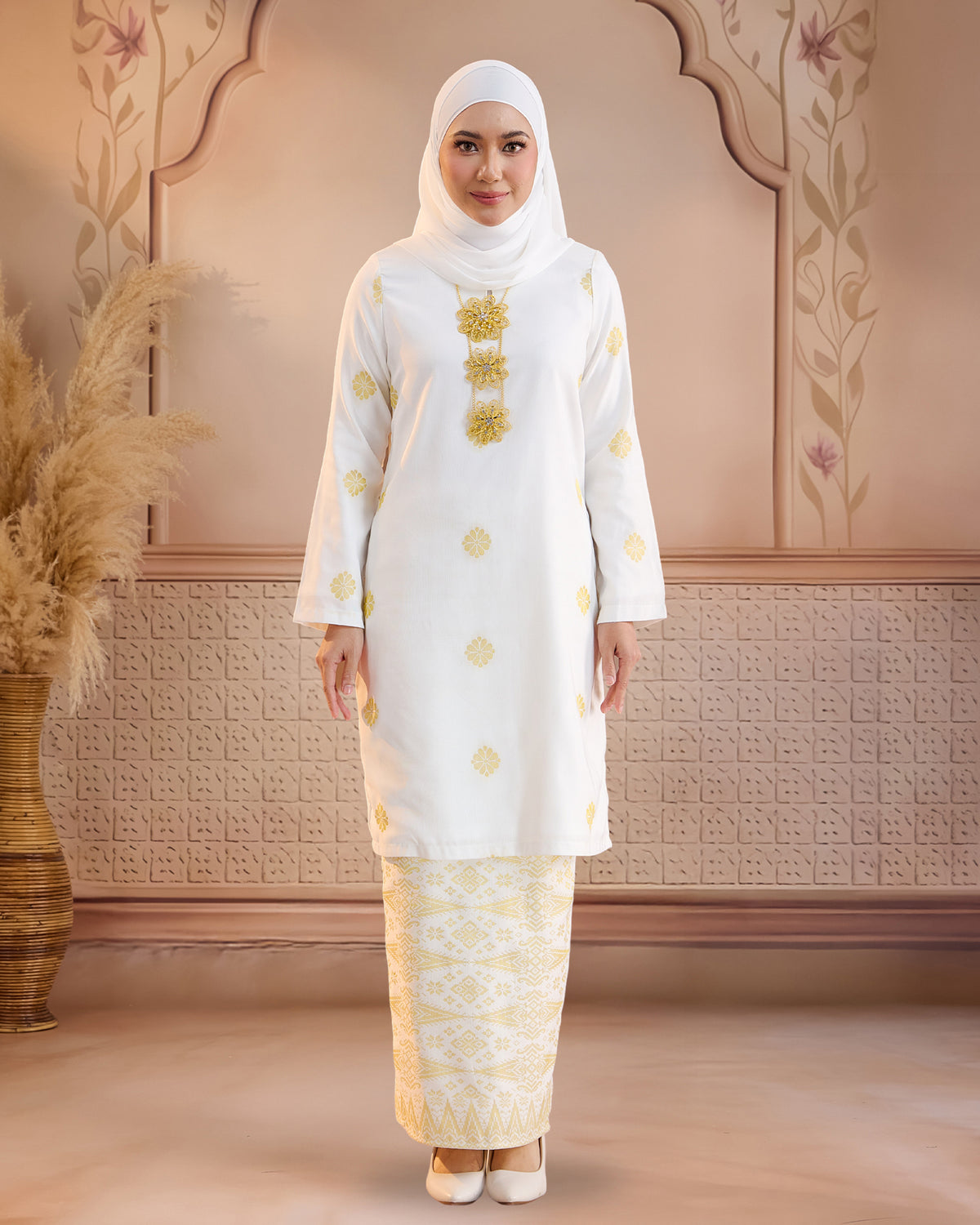 KURUNG LAYLA (MODEN) | OFF WHITE - GOLD