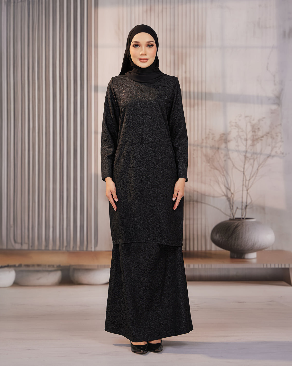 KURUNG ORKED (Moden) - Black | Soft Premium Brocade