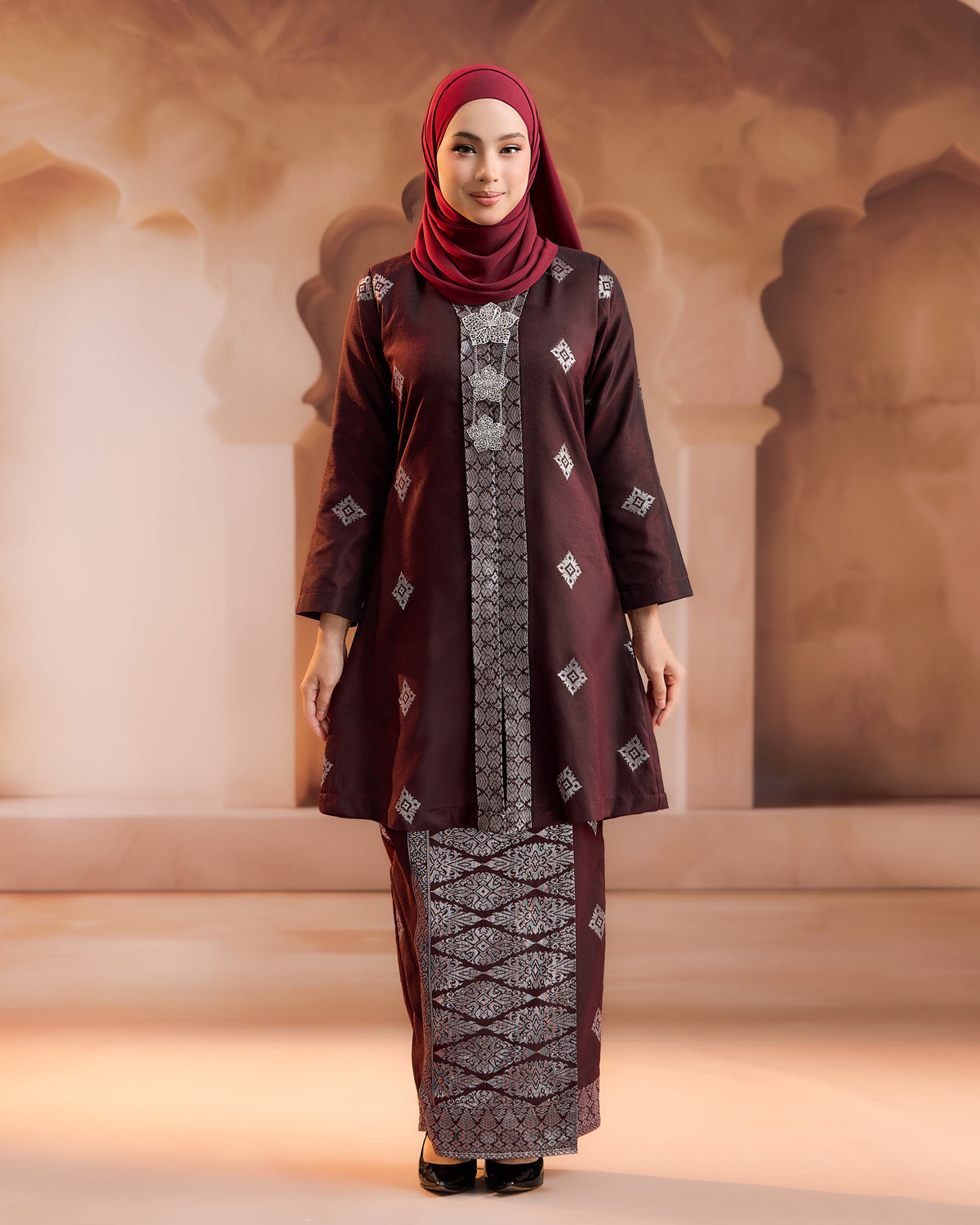 KURUNG NILAMSARI (KEBAYA) RTW | BURGUNDY SILVER