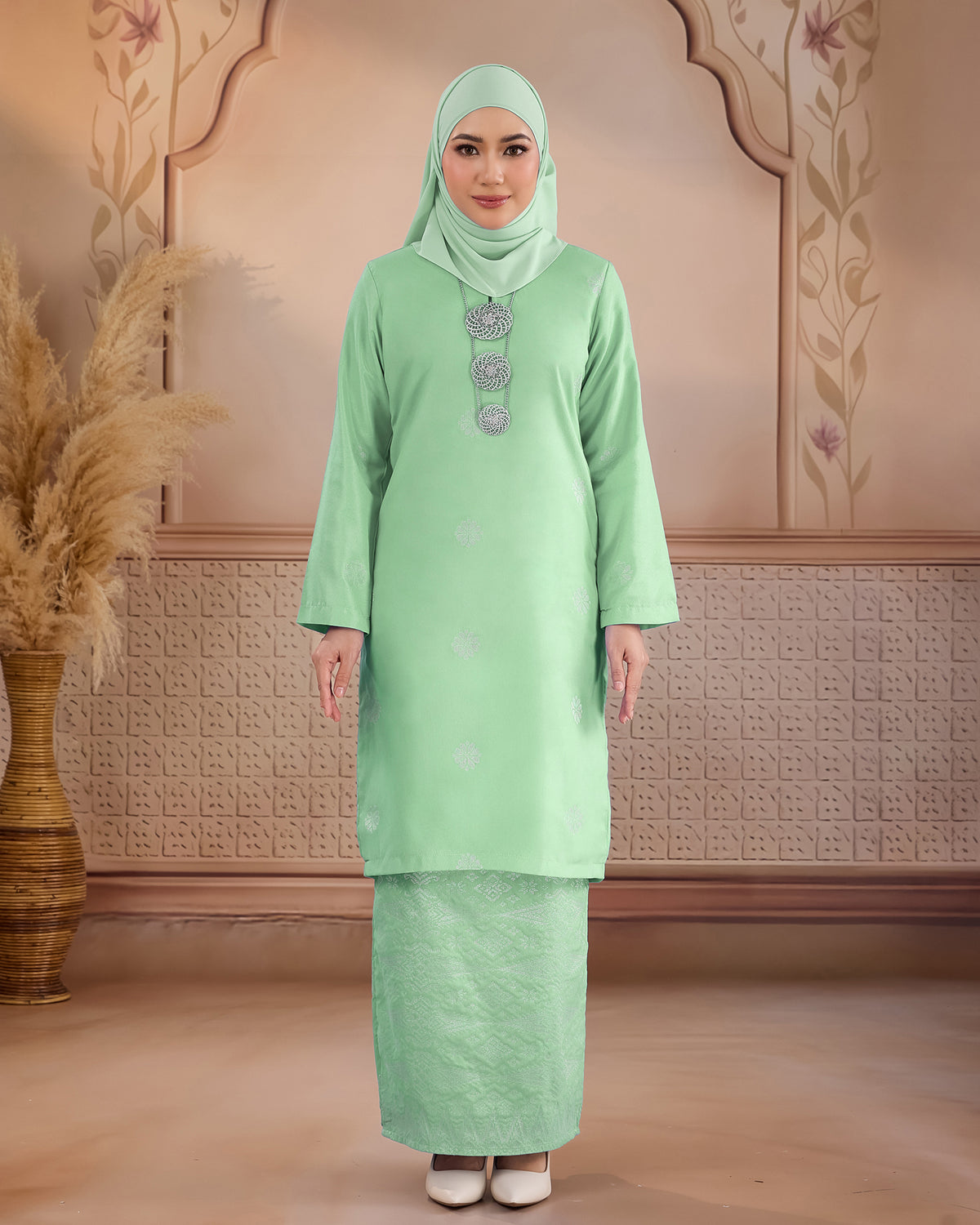 KURUNG LAYLA (MODEN) | MINT GREEN - SILVER