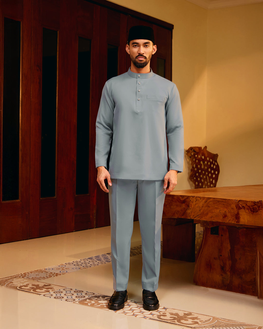 BAJU MELAYU MEGAT (CEKAK MUSANG) - ASH BLUE (Baju Melayu ONLY)