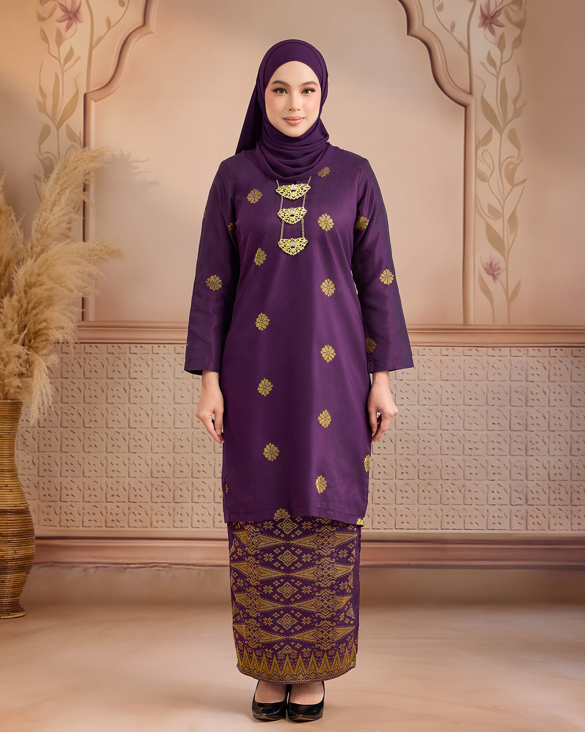 KURUNG LAYLA (MODEN) | PURPLE MANGGIS - GOLD