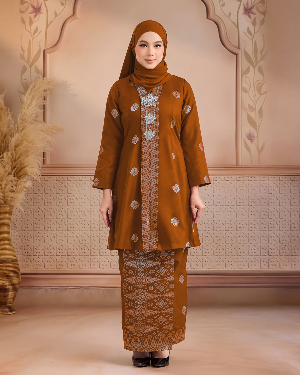 KURUNG ANGGUN (KEBAYA) | BRICK ORANGE - SILVER