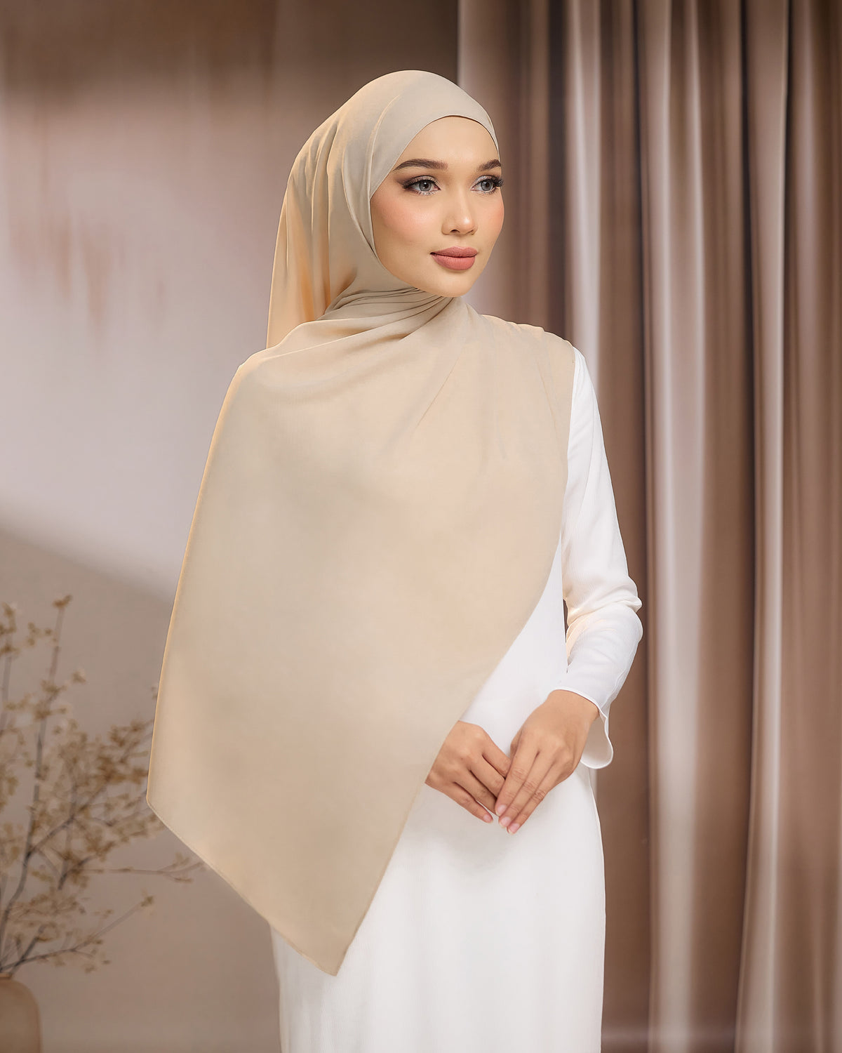 LUNA SHAWL - BEIGE | FLOWY TUDUNG