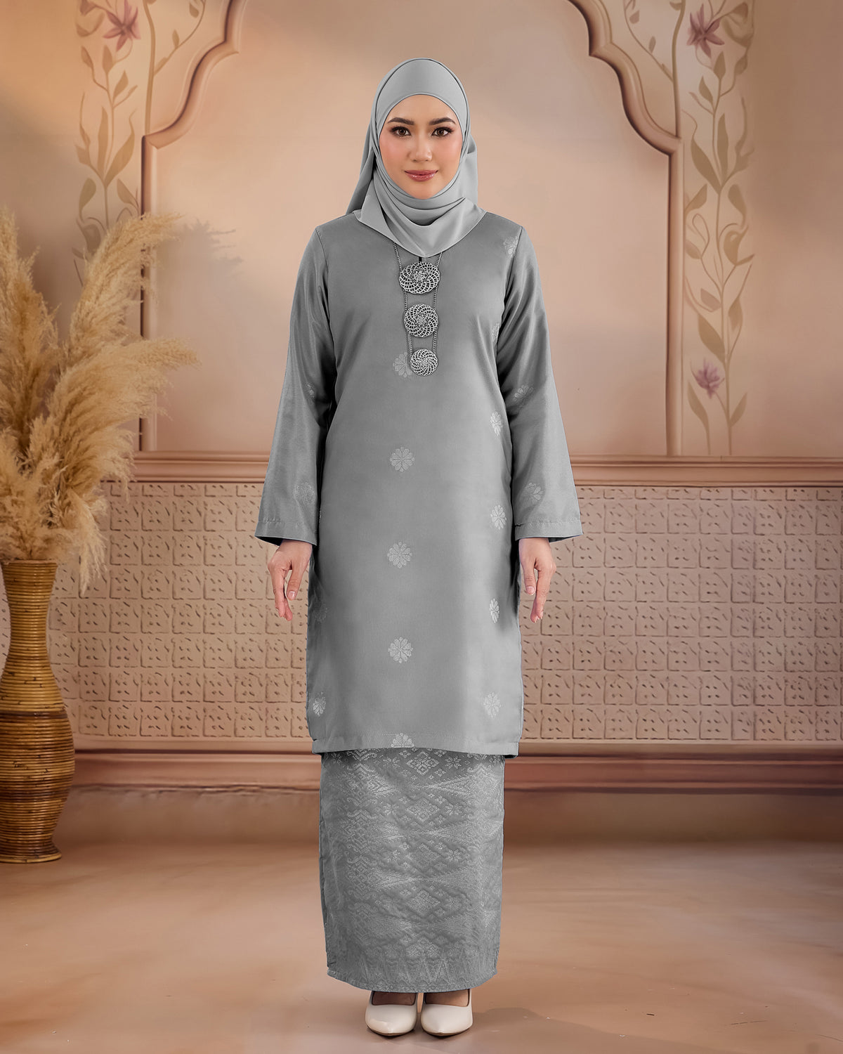 KURUNG LAYLA (MODEN) | GREY - SILVER