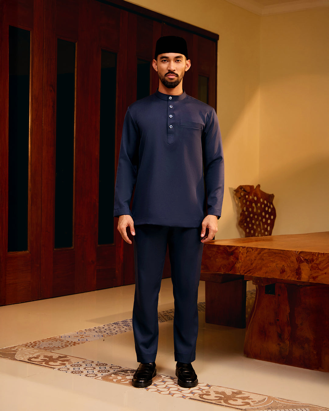 BAJU MELAYU MEGAT (CEKAK MUSANG) - NAVY BLUE (Baju Melayu ONLY)