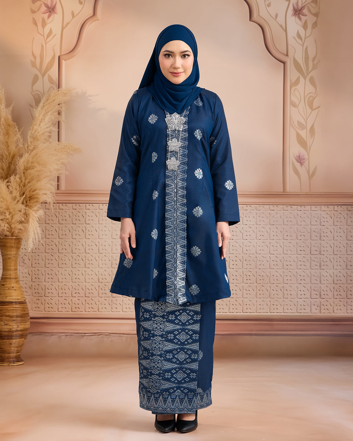 KURUNG ANGGUN (KEBAYA) | TEAL BLUE - SILVER